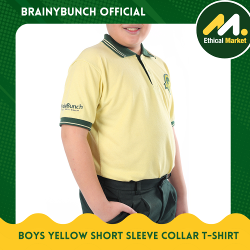 Brainy Bunch Elementary Boys Yellow Short Sleeve Collar T-Shirt