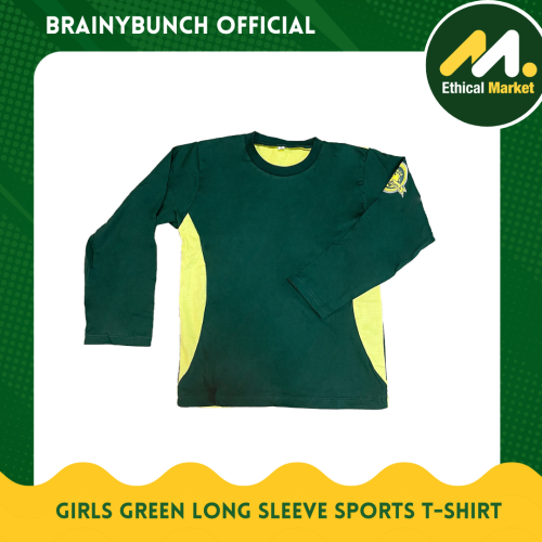 Brainy Bunch Elementary Girls Green Long Sleeve Sports T-Shirt